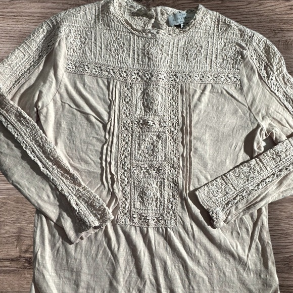 Lucky Brand Blush Cream Embroidered Blouse - Picture 2 of 6